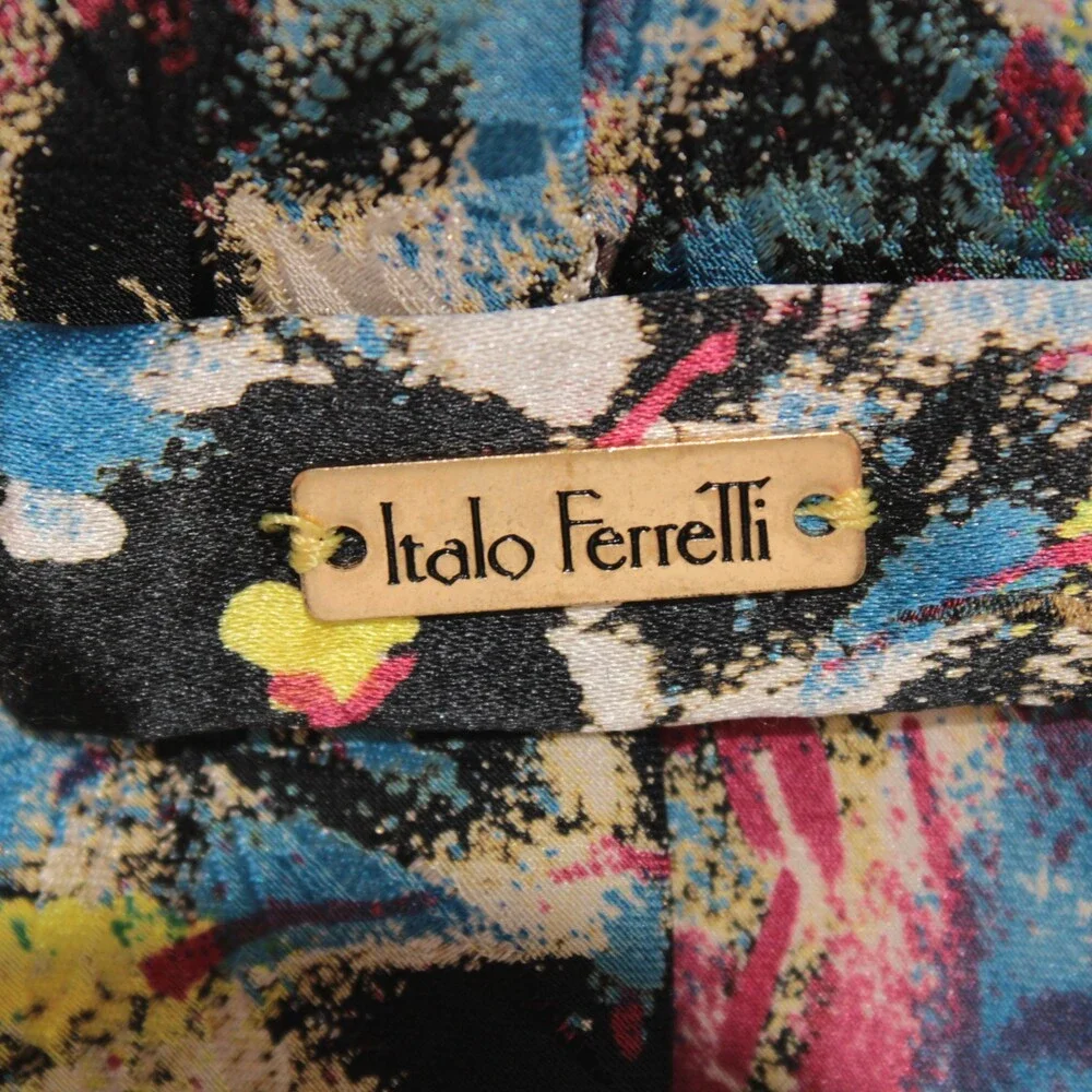 Italo Ferretti NWOT Neck Tie in Multicolor Abstract Print 100% Silk